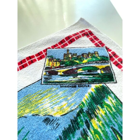 Vintage 70s Loch Ness Monster terry cloth towel, kitschy Nessie dish towel - Picture 6 of 9